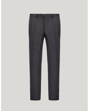 Canali Charcoal Wool High-Waisted Flat-Front Pants - Gray