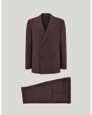Canali Double-Breasted Dark Modern Fit Suit - Purple