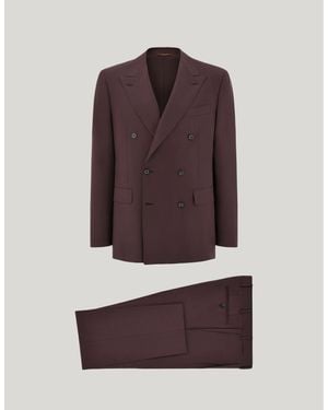 Canali Double-Breasted Dark Modern Fit Suit - Purple