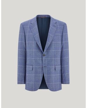 Canali And Silk And Cashmere Regular-Fit Overcheck Jacket - Blue