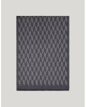 Canali Scarf, Slubbed-Effect, Geometric Pattern - Grey