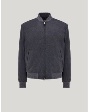 Canali Anthracite Wool Bomber Jacket - Blue