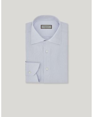 Canali Impeccabile Twill Cotton Regular-Fit Shirt - Blue