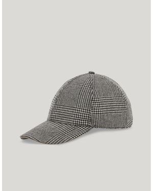 Canali Pure Wool Check Baseball Cap With Piping - Gray