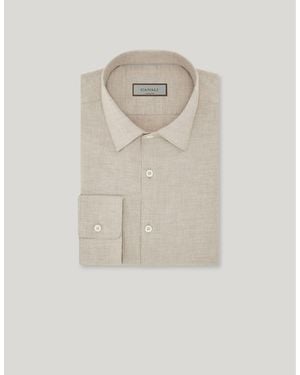 Canali Melange Cotton And Cashmere Regular-Fit Shirt - Natural