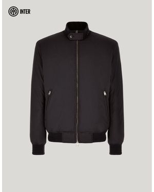 Canali Nuvola Technical Fabric Padded Bomber Jacket Coat - Black