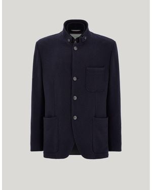 Canali 180's Wool Relaxed-Fit Jacket With A Tricot Effect - Blue