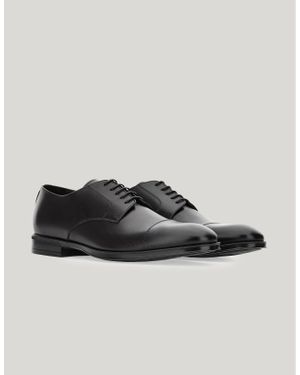 Canali Derby Noir En Cuir De Veau Tamponné