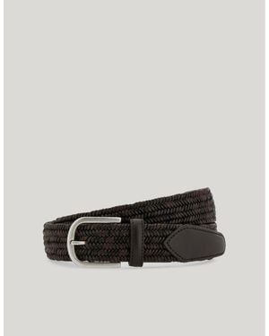 Canali Dark Leather And Cotton Braided Belt - Brown