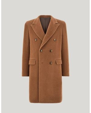 Canali Nuvola Sand-Colored Babyllama And Wool Unlined Double-Breasted Coat - Brown