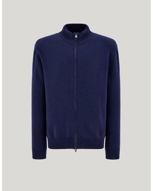 Canali Marineblauer Cardigan Aus Woll-Kaschmir-Gemisch Mit Reißverschluss