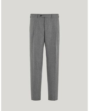 Canali And Wool Flannel Prince Of Wales Regular-Fit Pants - Gray