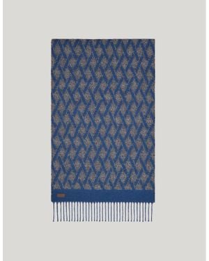 Canali Boucle Scarf, Diamond Pattern - Blue