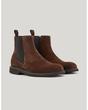 Canali Dark Suede Chelsea Boots - Brown