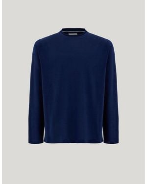 Canali Lisle Cotton Jersey Regular-Fit Crew Neck - Blue