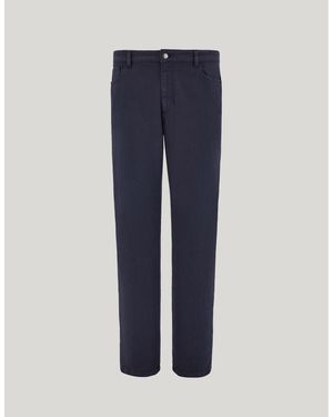 Canali Regular Fit Five Pocket Denim Cotton Trousers - Blue