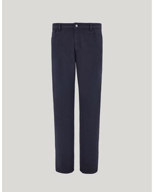 Canali Regular Fit Five Pocket Denim Cotton Trousers - Blue
