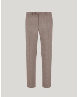 Canali Walnut Wool Regular-Fit Trousers With Micro-Design - Grey