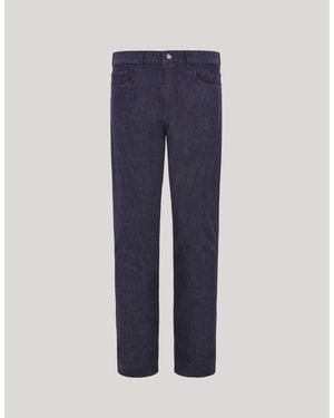 Canali Dark Regular Fit Five Pocket Cotton And Silk Blend Pants - Blue