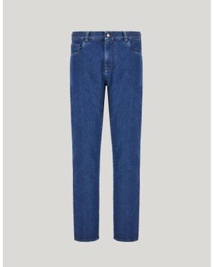 Canali Regular Fit Medium Five-Pocket Denim - Blue