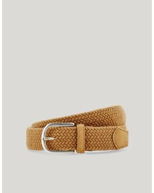 Canali Leather And Wool Braided Belt - Natural