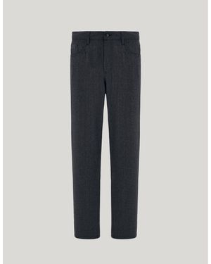 Canali Levante Anthracite Melange Impeccabile Wool Regular-Fit Pants - Blue