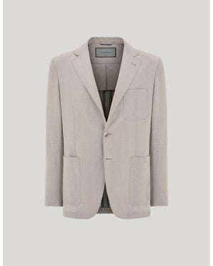 Canali Regular Fit Twill Wool And Linen Jacket - Gray