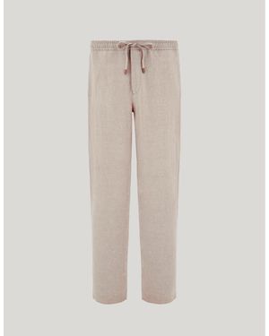 Canali Natural Regular Fit Pure Linen Drawstring Trousers