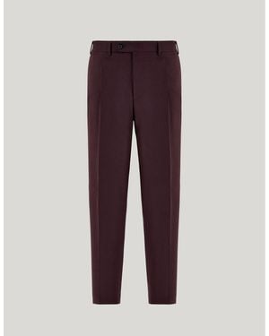 Canali Dark Travel Wool Flannel Regular-Fit Trousers - Purple