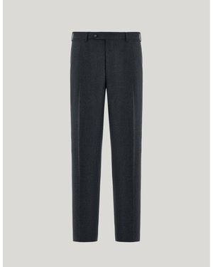 Canali Charcoal Impeccabile Wool Flannel Regular-Fit Pants - Blue
