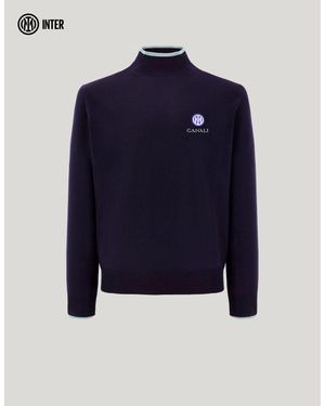 Canali Pure Wool Rollneck With Ribbed Details - Blue