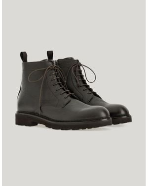 Canali Dark Deerskin Ankle Boot With Eva Sole - Black