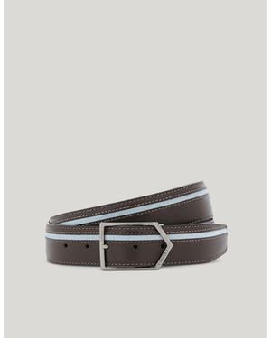 Canali And Brianza Suede Belt With Contrasting Piping And Stitching - Brown
