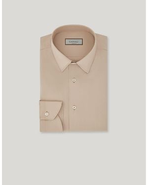 Canali Travel Stretch Cotton Regular-Fit Shirt - Natural