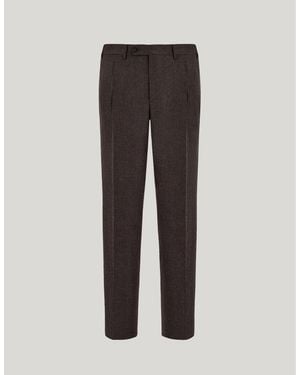 Canali Wool Flannel Regular-Fit Tapered Pants - Gray