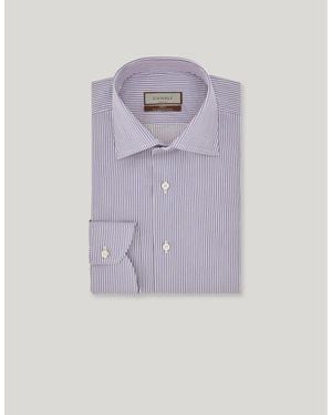 Canali And Striped 140/2 Cotton Regular-Fit Formal Shirt - Purple