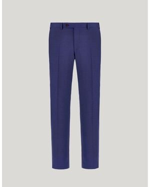 Canali Wool Regular-Fit Pants With Micro-Design - Blue