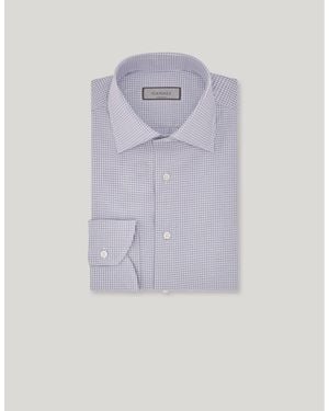 Canali Impeccabile And Cotton Micro-Plaid Regular-Fit Shirt - Blue