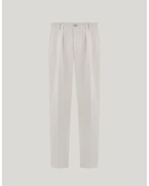 Canali Cotton Gabardine Double-Pleated Trousers - White