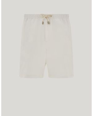 Canali Linen And Silk Bermuda Shorts With Drawstring - White