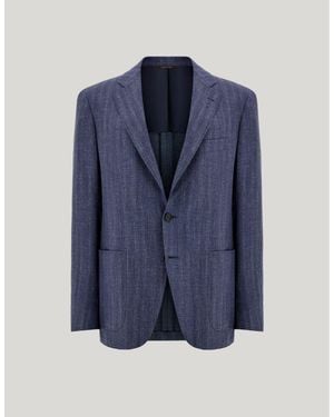 Canali Modern Fit And And Light Wool, Silk And Linen Blend Kei Jacket - Blue