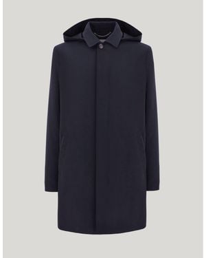 Canali Midnight Technical Fabric Car Coat With Detachable Hood - Blue