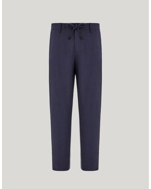 Canali Melange Regular Fit Trousers - Blue
