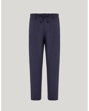 Canali Blau Melierte Hose Im Regular Fit Aus Waschbarer Impeccabile-Wolle