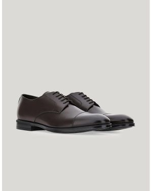Canali Chaussures Derby Avec Embout En Cuir De Veau Brun Foncé - Marron
