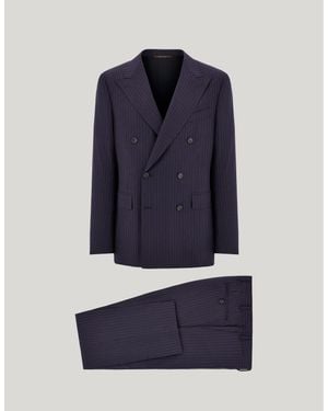 Canali Pinstriped Wool Flannel Modern-Fit Suit - Blue