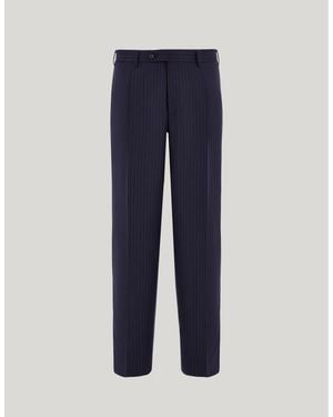 Canali Pinstripe Wool Regular-Fit Trousers - Blue