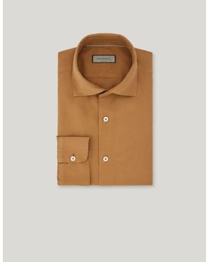Canali Regular-Fit Terracotta Garment-Dyed Cotton And Silk Shirt - Natural