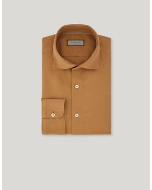 Canali Regular-Fit Terracotta Garment-Dyed Cotton And Silk Shirt - Natural