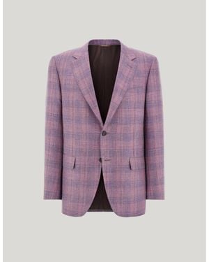 Canali Mauve Cashmere, Linen And Silk Regular-Fit Jacket - Purple